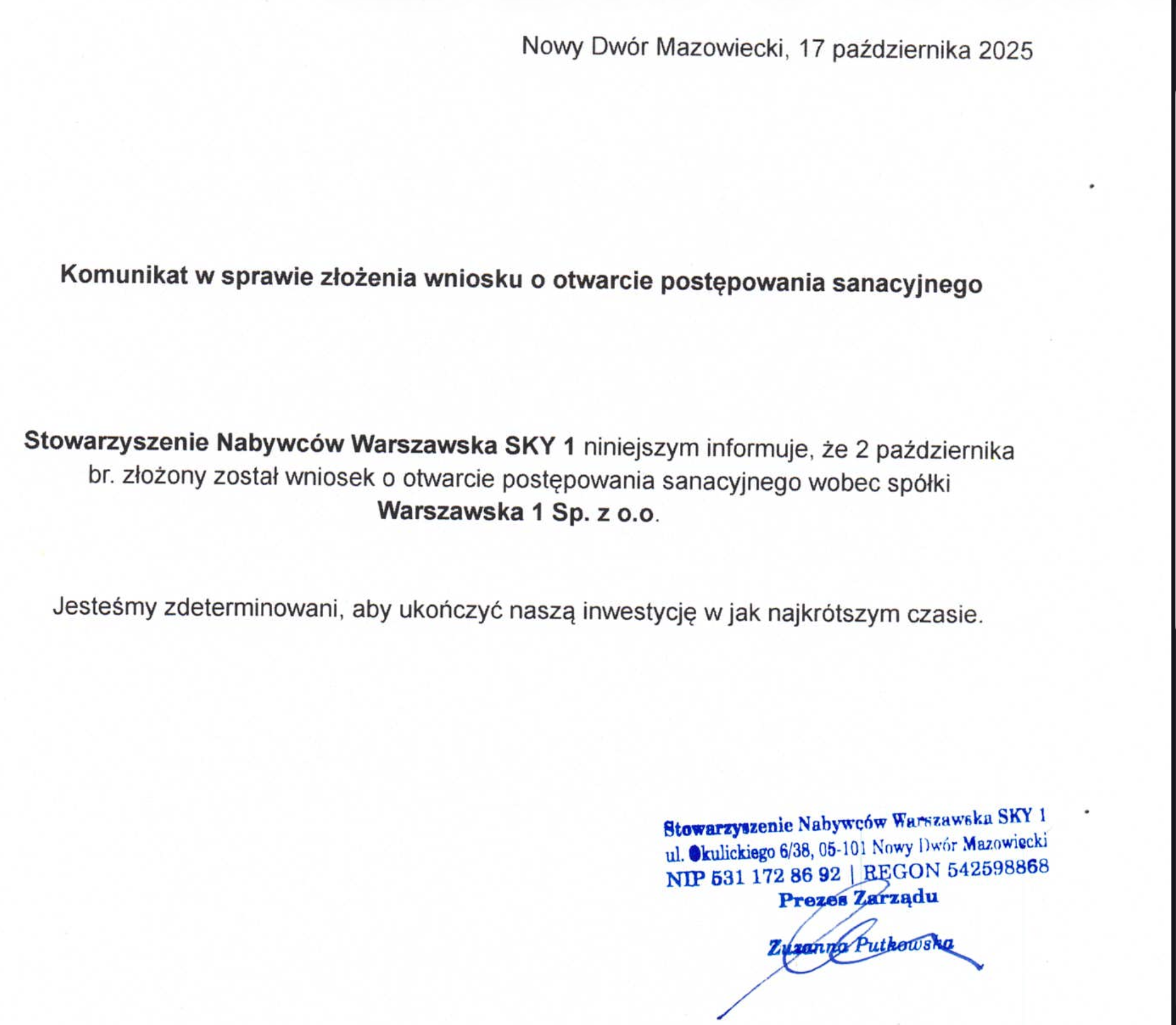 Komunikat Warszawska Sky