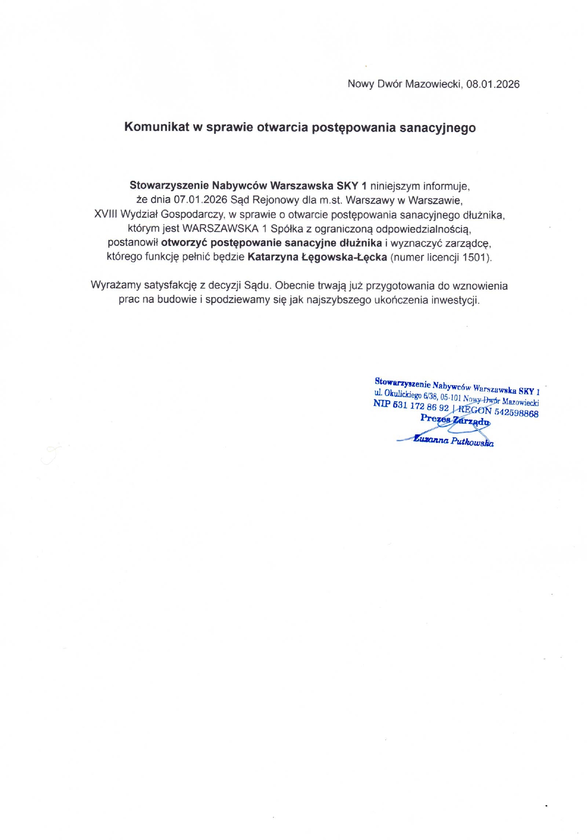 Informacja 1 - Stowarzyszenie